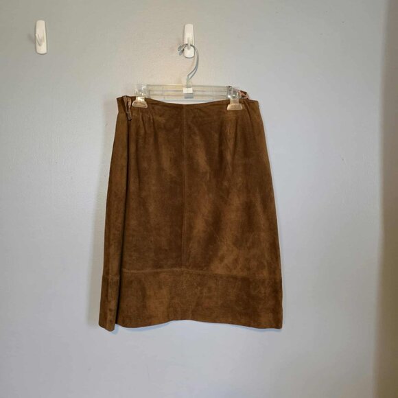 EUC Valerie by Valerie Stevens Brown Leather Skirt Vintage - Picture 5 of 6